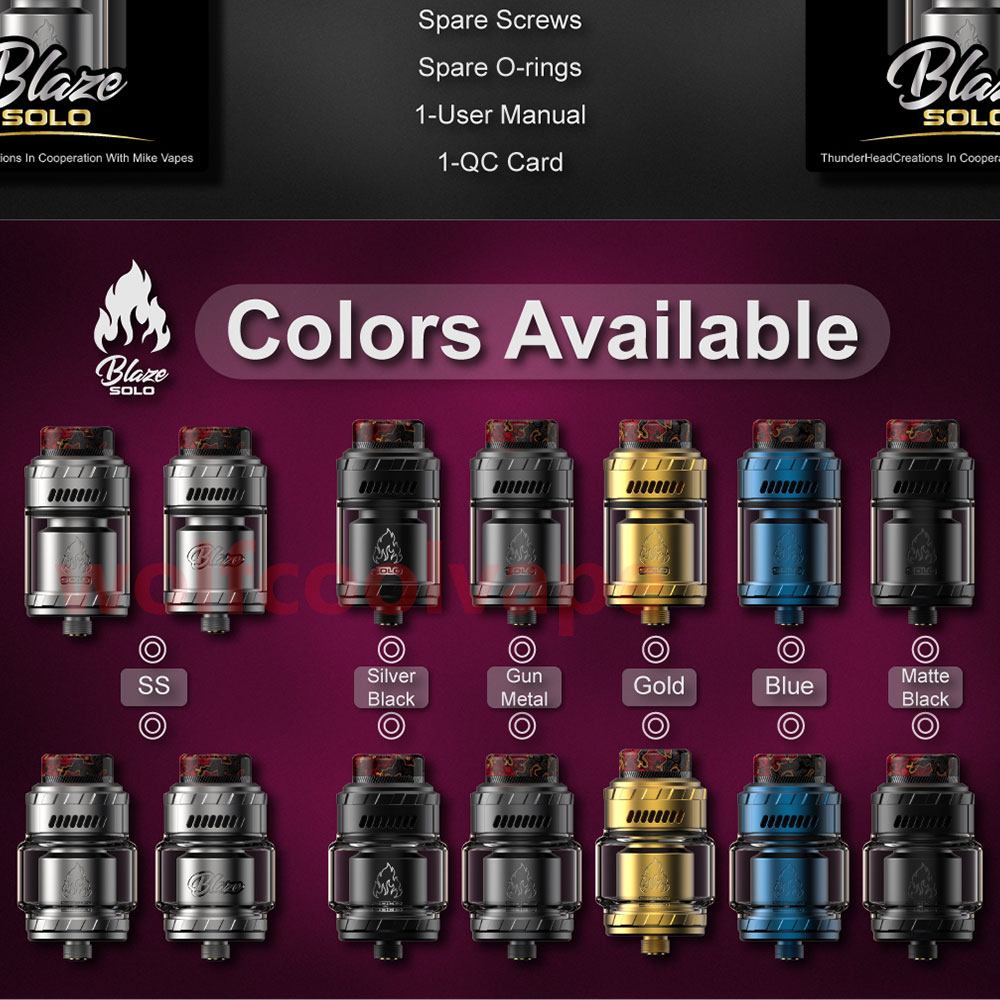 Mike Vapes Blaze Solo RTA Auth - Vape Coil Replacement ulasan dan harga