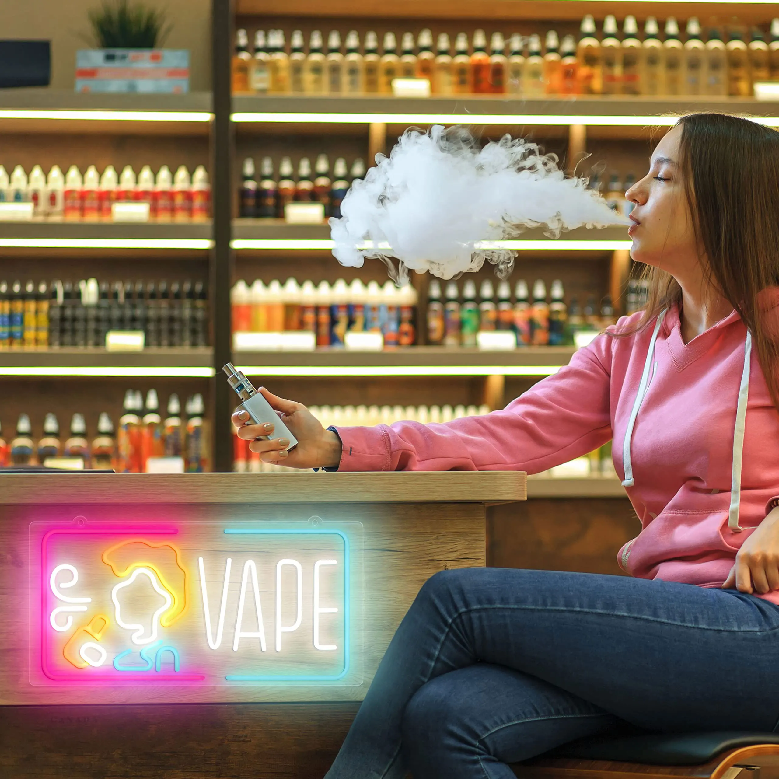 Vape Neon Sign Dimmable Smoke  - Vaping Shop ulasan dan harga